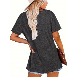 Women's Dog & Letter Print T-Shirt - Casual Short Sleeve Top for Spring & Summer