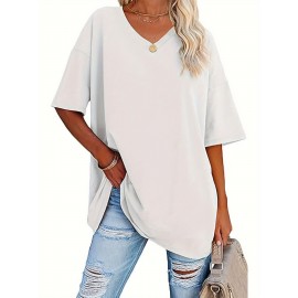 Women's V-neck Short Sleeve Comfort Cotton T-Shirt