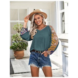 Women Long Sleeve Summer Bohemian Casual Loose Fit Shirt Hippie Western Dressy Blouses Boho Tops