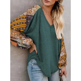 Women Long Sleeve Summer Bohemian Casual Loose Fit Shirt Hippie Western Dressy Blouses Boho Tops