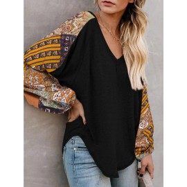 Women Long Sleeve Summer Bohemian Casual Loose Fit Shirt Hippie Western Dressy Blouses Boho Tops