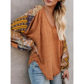 Women Long Sleeve Summer Bohemian Casual Loose Fit Shirt Hippie Western Dressy Blouses Boho Tops