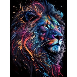 Plus Size Mens Vibrant 3D Lion Graphic Print Hooded Sweatshirt - Soft Slight Stretch Polyester Fabric, Machine Washable, Loose Fit, Club Party Style - Perfect for Fall Winter Fashion