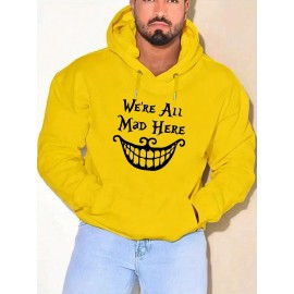 Plus Size Mad Smile Print Hoodie, Cool Hoodies For Men, Men's Casual Graphic Design Hooded Sweatshirt Streetwear For Spring Fall, Men's Clothing