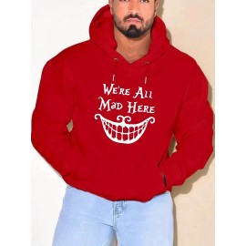 Plus Size Mad Smile Print Hoodie, Cool Hoodies For Men, Men's Casual Graphic Design Hooded Sweatshirt Streetwear For Spring Fall, Men's Clothing