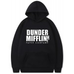 Plus Size Men's Graphic Hoodie - Soft Brushed Fleece, Casual Fashion, Pullover Design, Kangaroo Pocket, Sporty Style, Dunder Mifflin Print, Relaxed Fit, Everyday Wear, Autumn and Winter Essentials