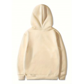 Plus Size Men's Graphic Hoodie - Soft Brushed Fleece, Casual Fashion, Pullover Design, Kangaroo Pocket, Sporty Style, Dunder Mifflin Print, Relaxed Fit, Everyday Wear, Autumn and Winter Essentials