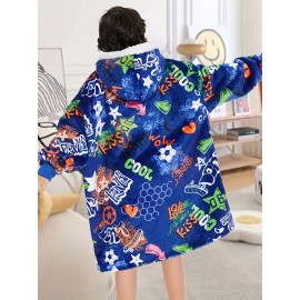 Wearable Blanket Hoodie, Oversized Sherpa Hooded Blanket Sweatshirt Giant Pocket 2024