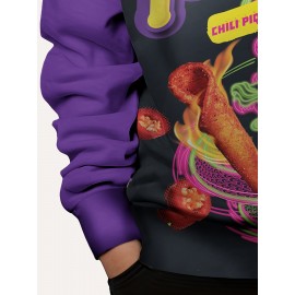 3D Print Cartoon Snack Hoodies for Boys - Soft Stretch Fabric, Casual Graphic Design, Comfortable Autumn/Winter Wear, Vibrant Colors, and Relaxed Fit for Everyday Style