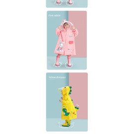 Boys Girls Casual Cartoon Dinosaur Print Waterproof Hooded Raincoat, Long Sleeve Hooded Rain Poncho Jacket, Boys Rainsuit Outdoor