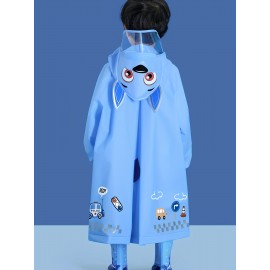 Boys Girls Casual Cartoon Dinosaur Print Waterproof Hooded Raincoat, Long Sleeve Hooded Rain Poncho Jacket, Boys Rainsuit Outdoor