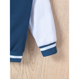 Boys Letter K Print Varsity Jacket - Fashionable Bomber Style, Button Front, Long Sleeve - Perfect for Spring & Fall Outdoors, Casual Everyday Wear