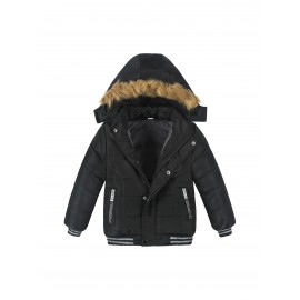 Chic Alphabet Hooded Boys Winter Coat – Lightweight, Durable & Snug for Fall/Winter Comfort