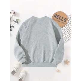 CHICKEN NUGS&MAMA HUGS Letter Graphic Print Boys Warm Fleece Sweatshirt: Thick And Cozy Top For Spring Fall Winter Season