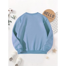 CHICKEN NUGS&MAMA HUGS Letter Graphic Print Boys Warm Fleece Sweatshirt: Thick And Cozy Top For Spring Fall Winter Season