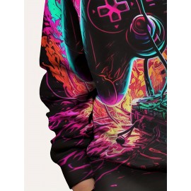 Vibrant Colorful Gamepad Print Hoodie for Kids Boys - Soft, Cozy, and Stylish Winter Wear for Outdoor Play - Perfect for Casual Daily Use!