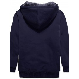 Boys' Cozy Sherpa-Lined Fleece Hoodie - Full Zip-Up Winter Jacket with Pockets