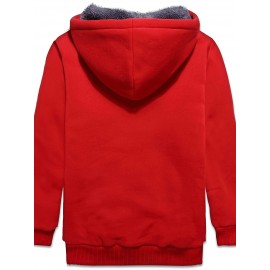 Boys' Cozy Sherpa-Lined Fleece Hoodie - Full Zip-Up Winter Jacket with Pockets