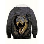 Boys Hoodies Monster Dinosaur Design Autumn And Winter Pullover Pocket Tops Coat 3D Pattern Printing Daily Casual Fashion Clothing Outdoor Gift