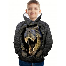 Boys Hoodies Monster Dinosaur Design Autumn And Winter Pullover Pocket Tops Coat 3D Pattern Printing Daily Casual Fashion Clothing Outdoor Gift