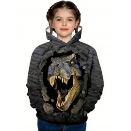 Boys Hoodies Monster Dinosaur Design Autumn And Winter Pullover Pocket Tops Coat 3D Pattern Printing Daily Casual Fashion Clothing Outdoor Gift