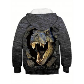 3D Dinosaur Graphic Kid's Long Sleeve Hoodie - Soft, Breathable, and Comfortable Trendy Top - Perfect for Boys' Casual Wear in Spring, Fall, and Winter Seasons