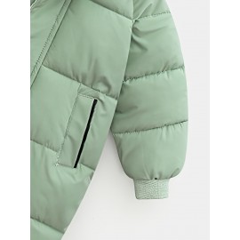 Kids' Warmth-Keeping Padded Hooded Jacket - Medium Length, Zip-Up, Water-Resistant, Windproof, and Breathable Coat for Winter Outdoor Activities - Perfect Gift for Boys