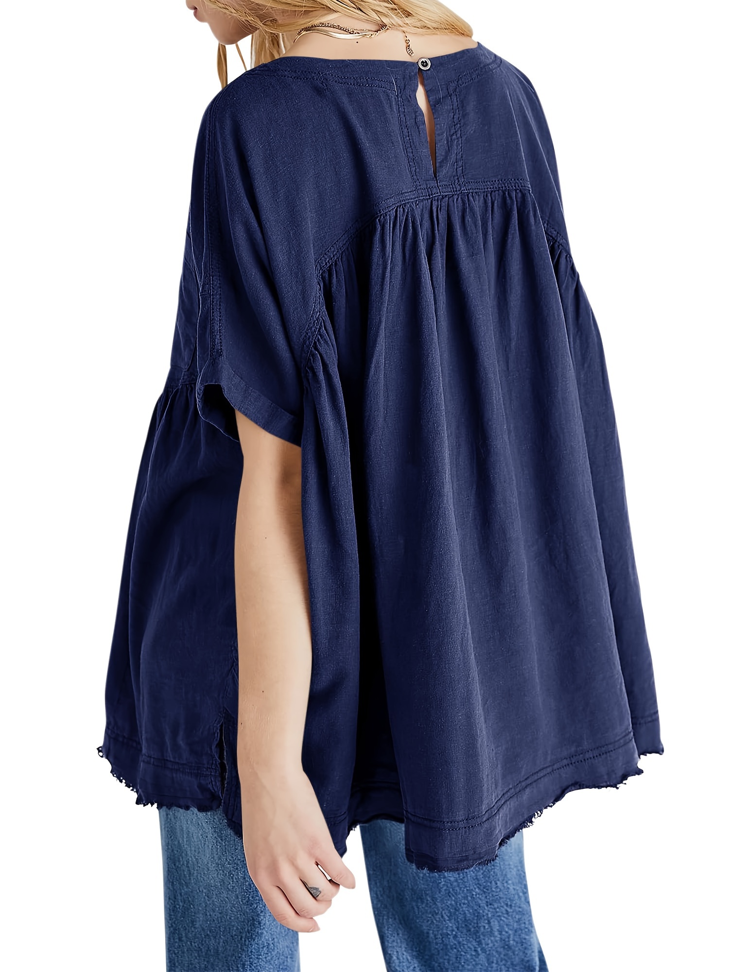 womens summer babydoll tops casual loose fit peplum oversized tunic shirts t shirt details 1