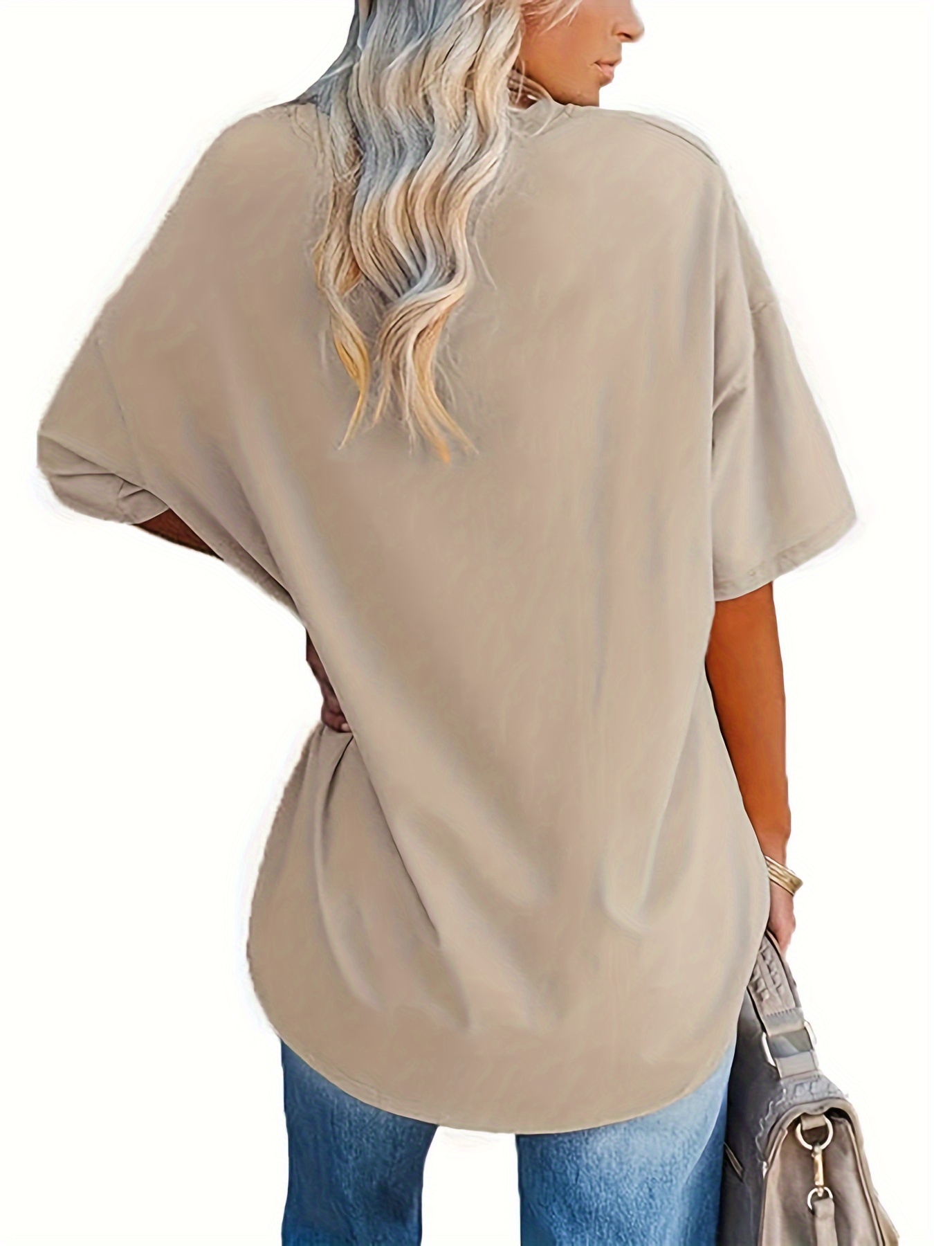 womens v neck short sleeve comfort cotton t shirt details 2