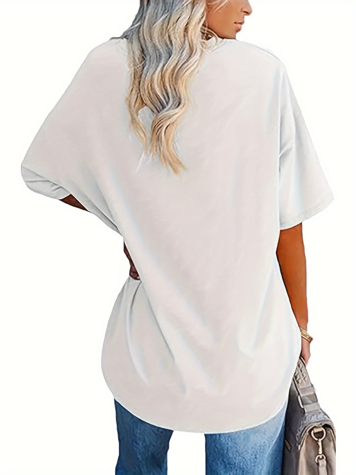 womens v neck short sleeve comfort cotton t shirt details 3