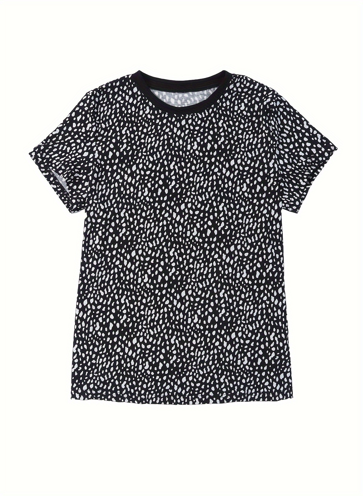 dalmatian print crew neck t shirt casual short sleeve t shirt for spring summer womens clothing details 1