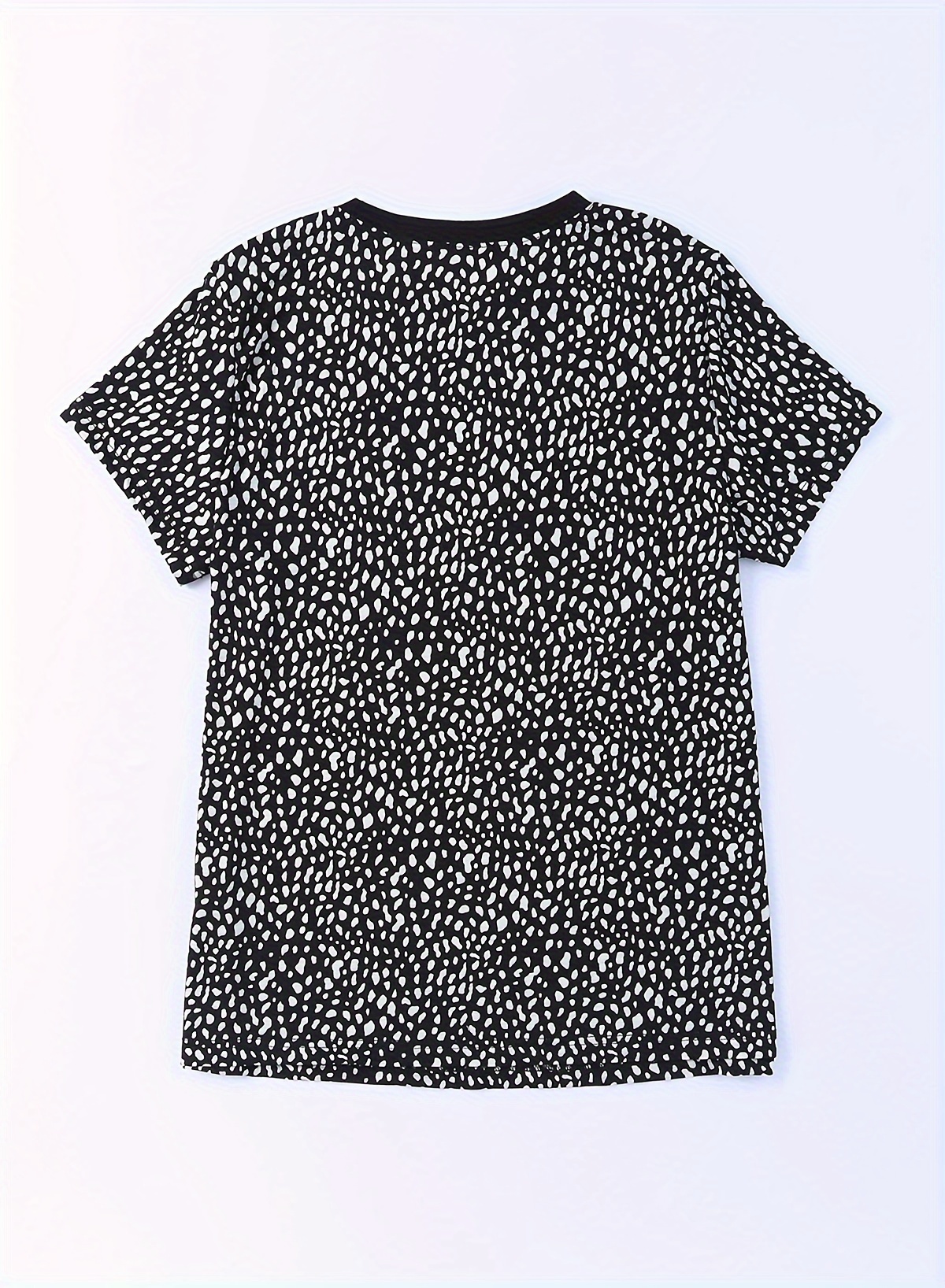 dalmatian print crew neck t shirt casual short sleeve t shirt for spring summer womens clothing details 3