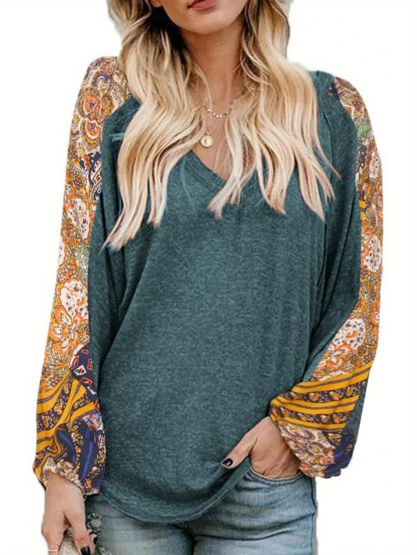 Women Long Sleeve Summer Bohemian Casual Loose Fit Shirt Hippie Western Dressy Blouses Boho Tops details 15