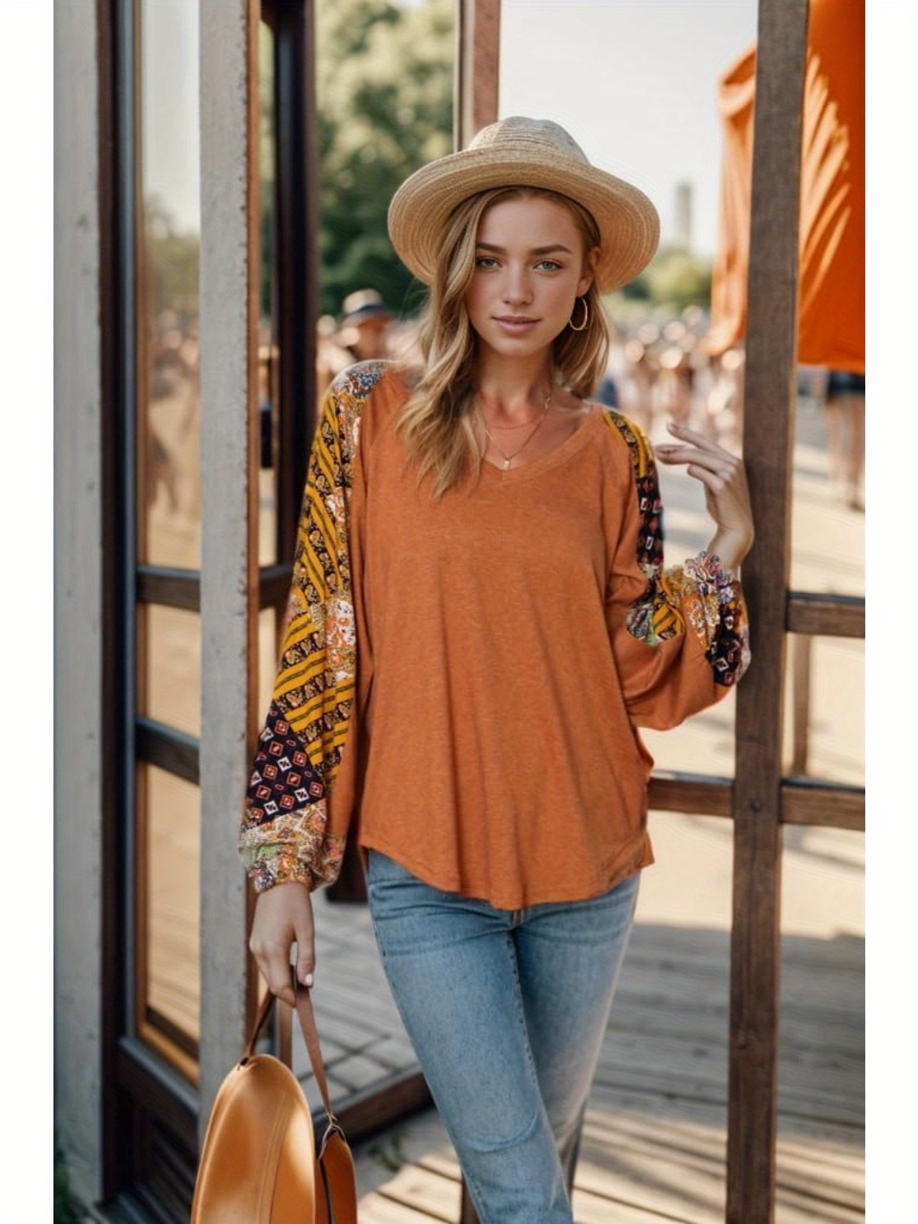 Women Long Sleeve Summer Bohemian Casual Loose Fit Shirt Hippie Western Dressy Blouses Boho Tops details 42