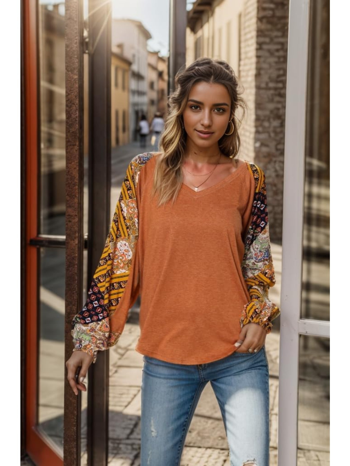 Women Long Sleeve Summer Bohemian Casual Loose Fit Shirt Hippie Western Dressy Blouses Boho Tops details 44