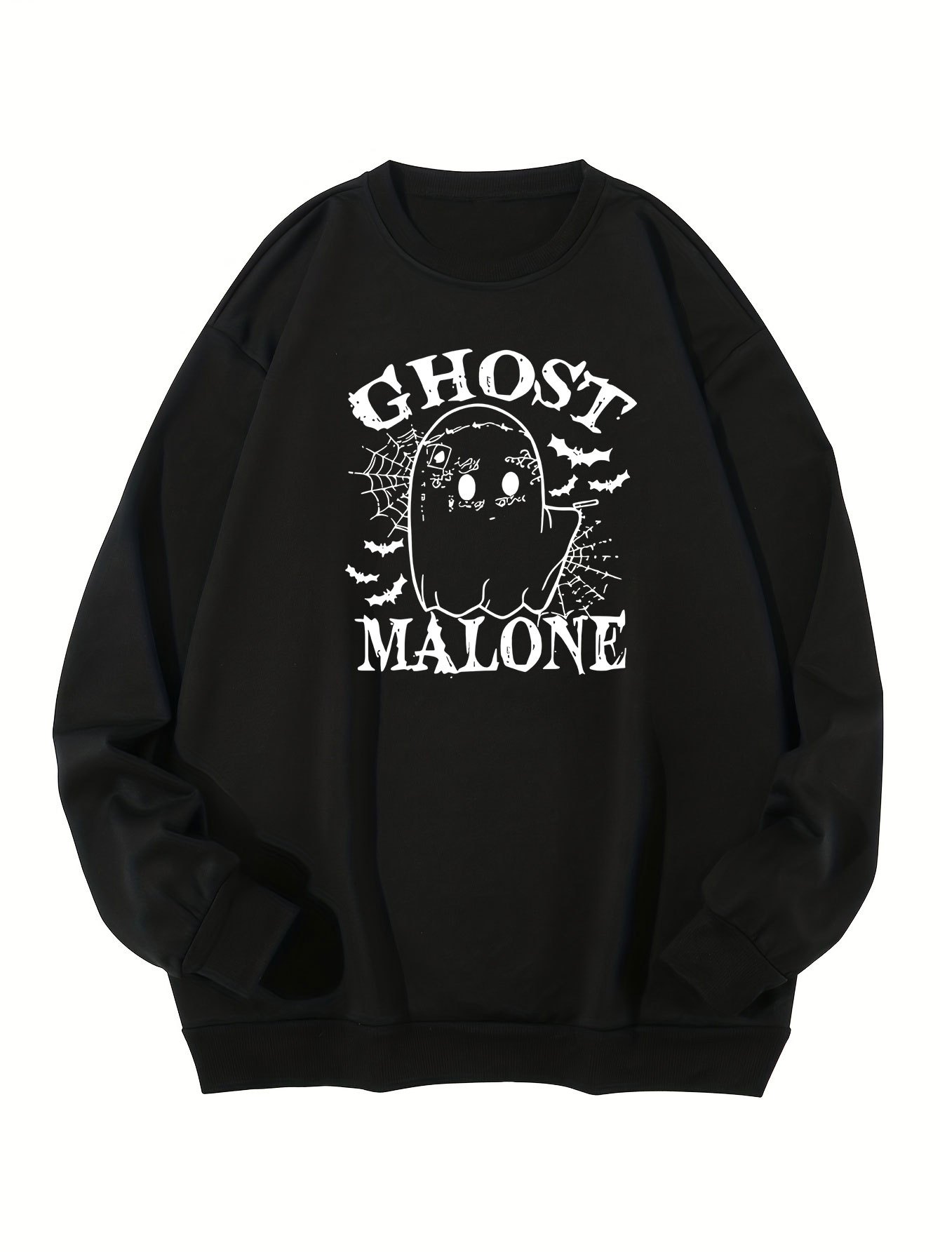 plus size mens halloween cartoon ghost print sweatshirt fall winter crew neck pullover for big tall males mens clothing details 0