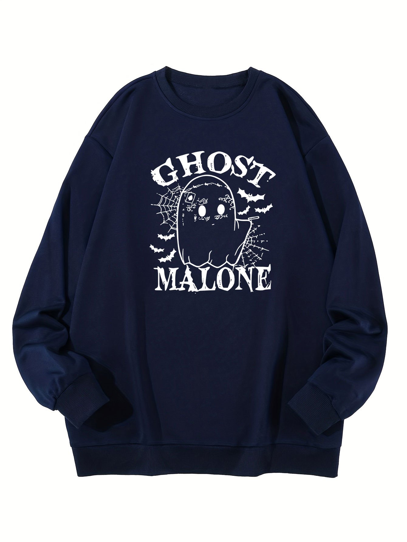 plus size mens halloween cartoon ghost print sweatshirt fall winter crew neck pullover for big tall males mens clothing details 2