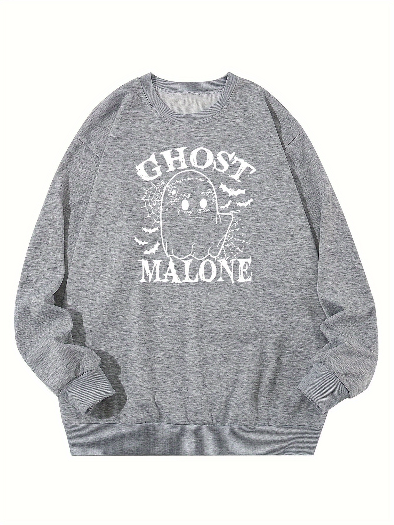 plus size mens halloween cartoon ghost print sweatshirt fall winter crew neck pullover for big tall males mens clothing details 4