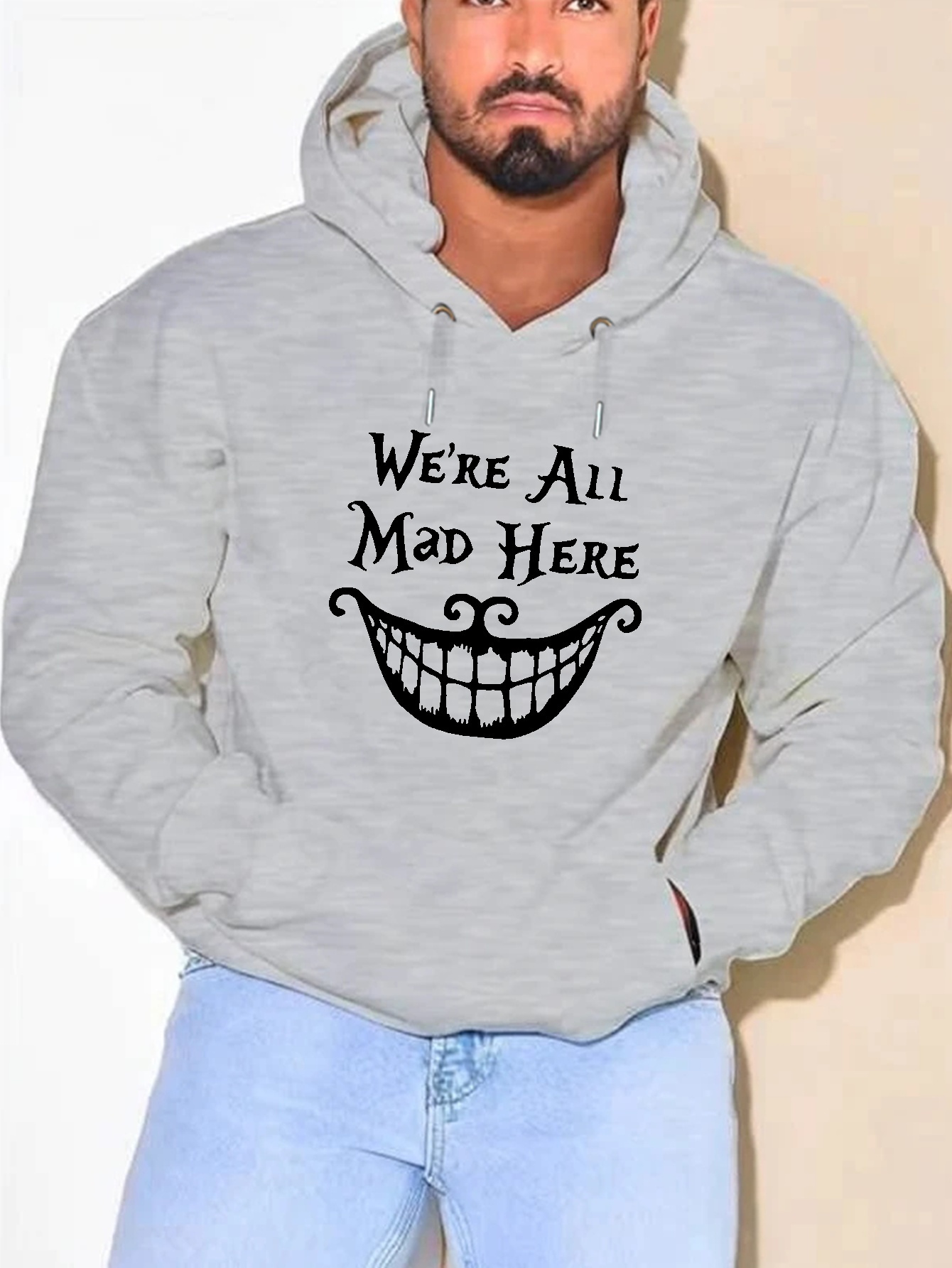 plus size mad smile print hoodie cool hoodies for men mens casual graphic design hooded sweatshirt streetwear for spring fall mens clothing details 0