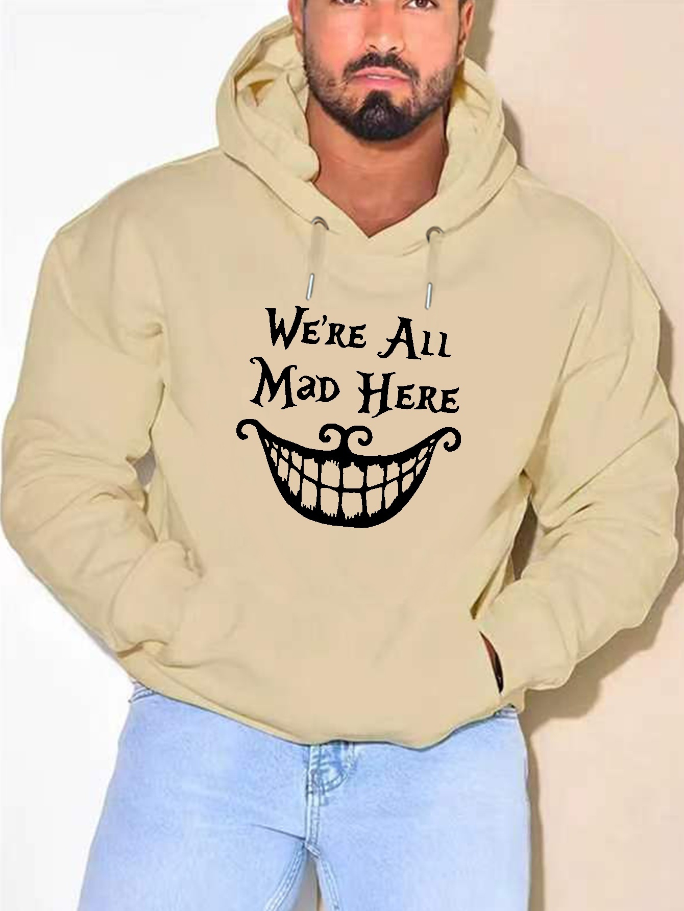 plus size mad smile print hoodie cool hoodies for men mens casual graphic design hooded sweatshirt streetwear for spring fall mens clothing details 5