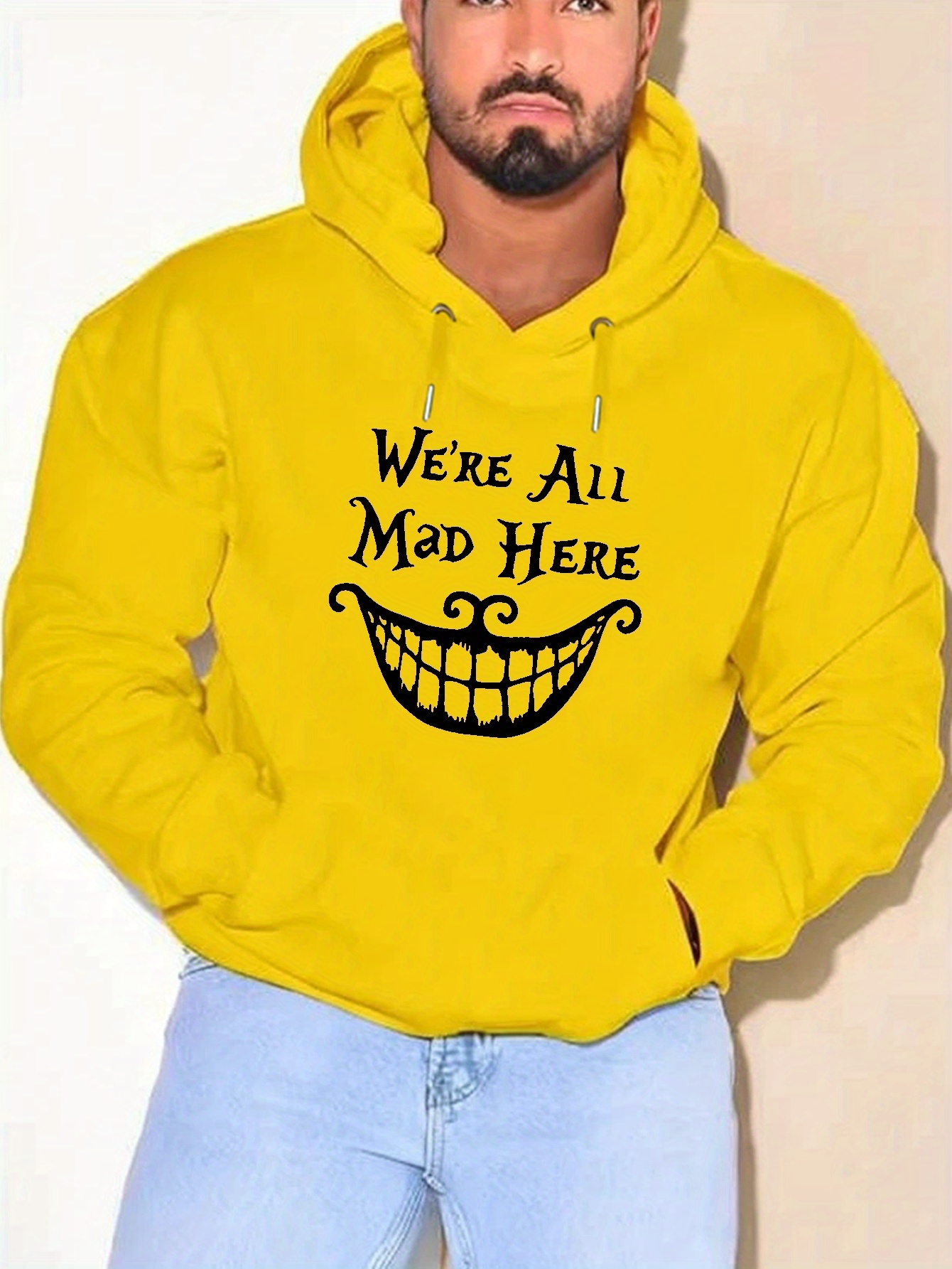 plus size mad smile print hoodie cool hoodies for men mens casual graphic design hooded sweatshirt streetwear for spring fall mens clothing details 10