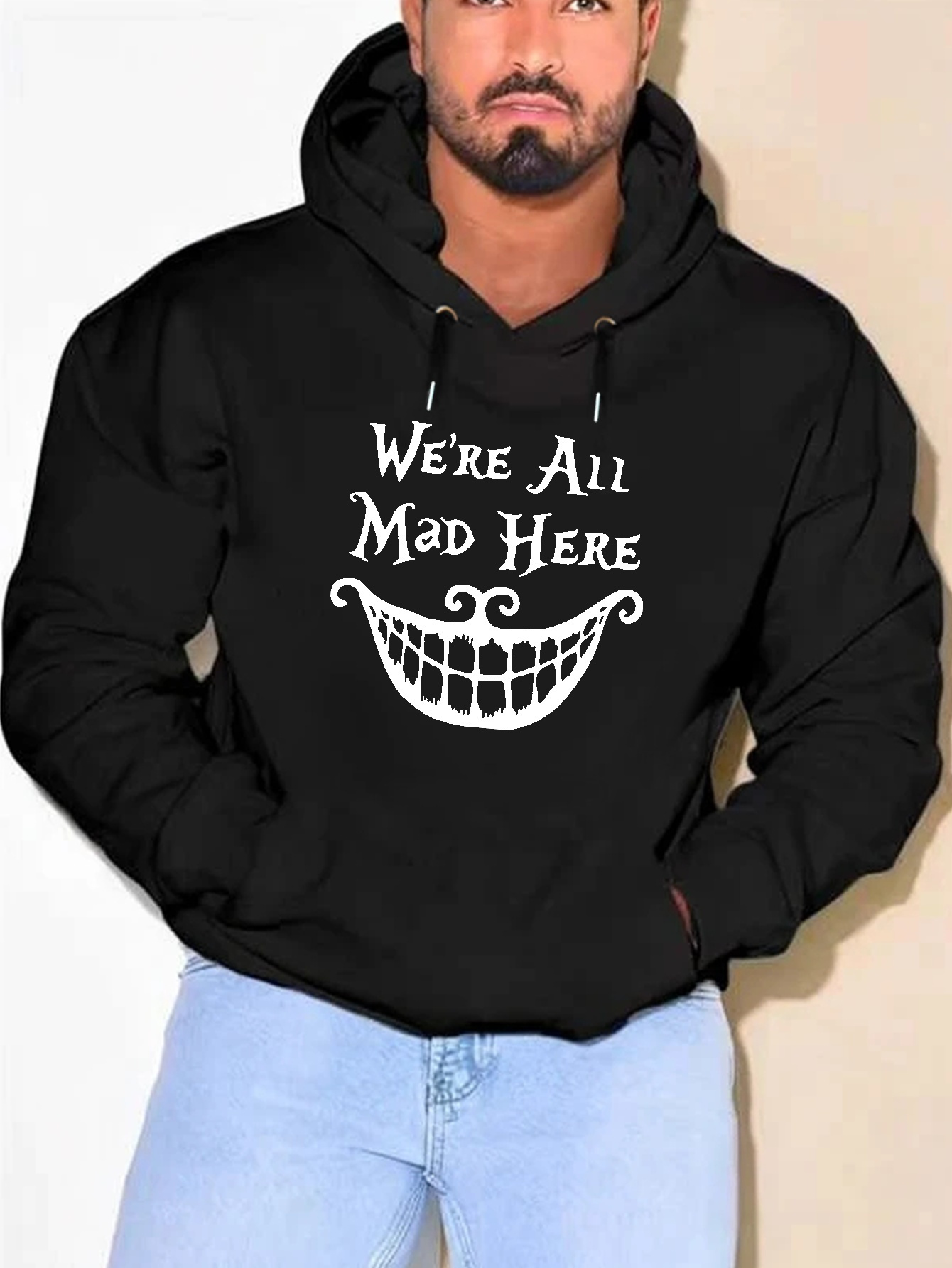 plus size mad smile print hoodie cool hoodies for men mens casual graphic design hooded sweatshirt streetwear for spring fall mens clothing details 21