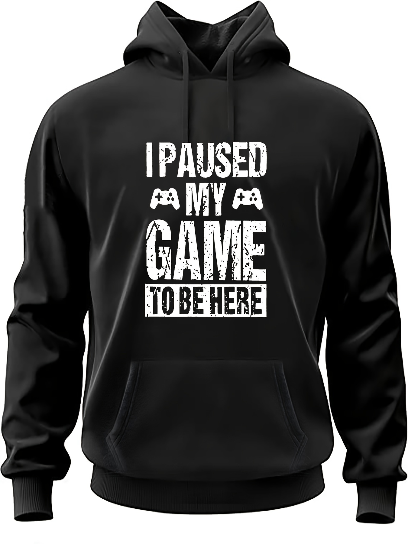 plus size mens i paused my game graphic print hooded sweatshirt spring fall hoodies mens clothing details 0