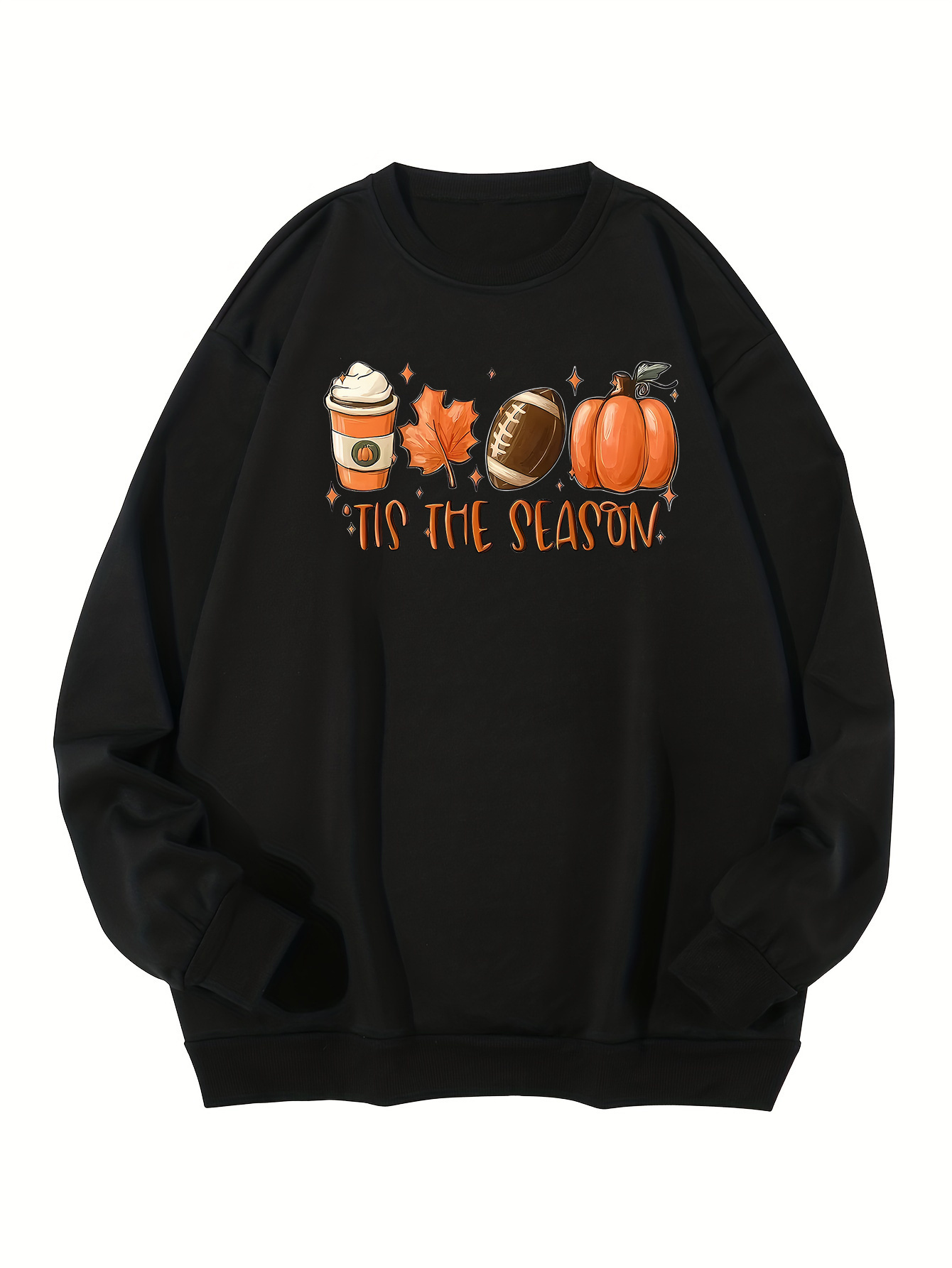 plus size mens halloween bubble tea pumpkin print sweatshirt oversized fashion crew neck pullover fall winter mens clothing details 0