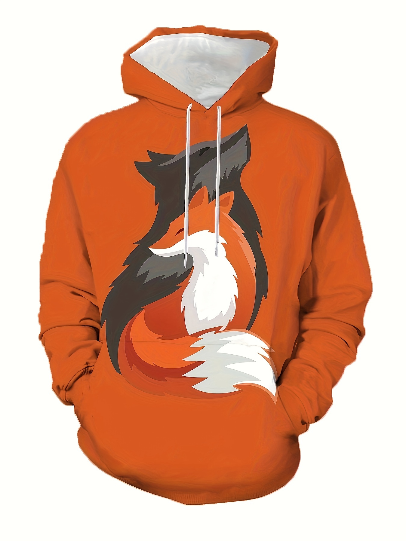 plus size mens anime fox graphic print hoodies casual stylish hooded sweatshirt for fall winter mens clothing details 1