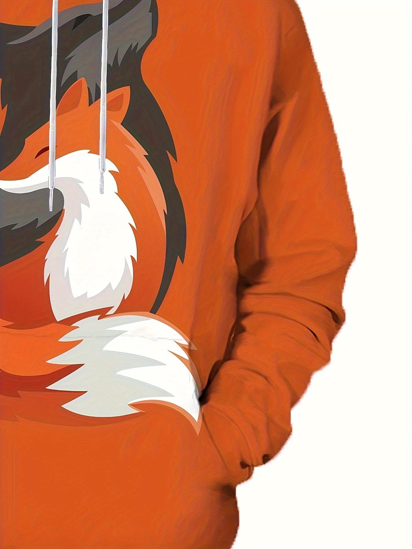 plus size mens anime fox graphic print hoodies casual stylish hooded sweatshirt for fall winter mens clothing details 2