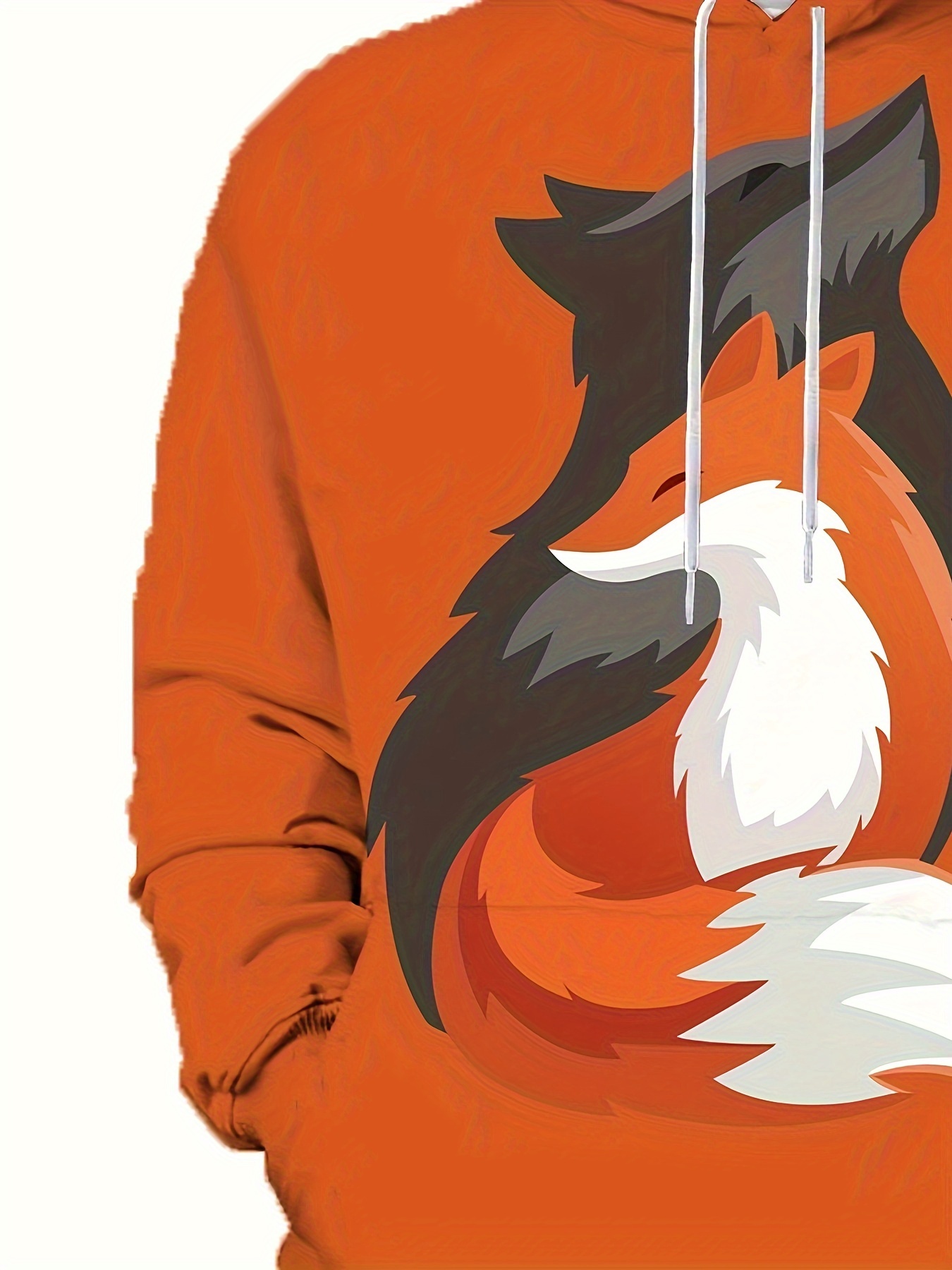 plus size mens anime fox graphic print hoodies casual stylish hooded sweatshirt for fall winter mens clothing details 3