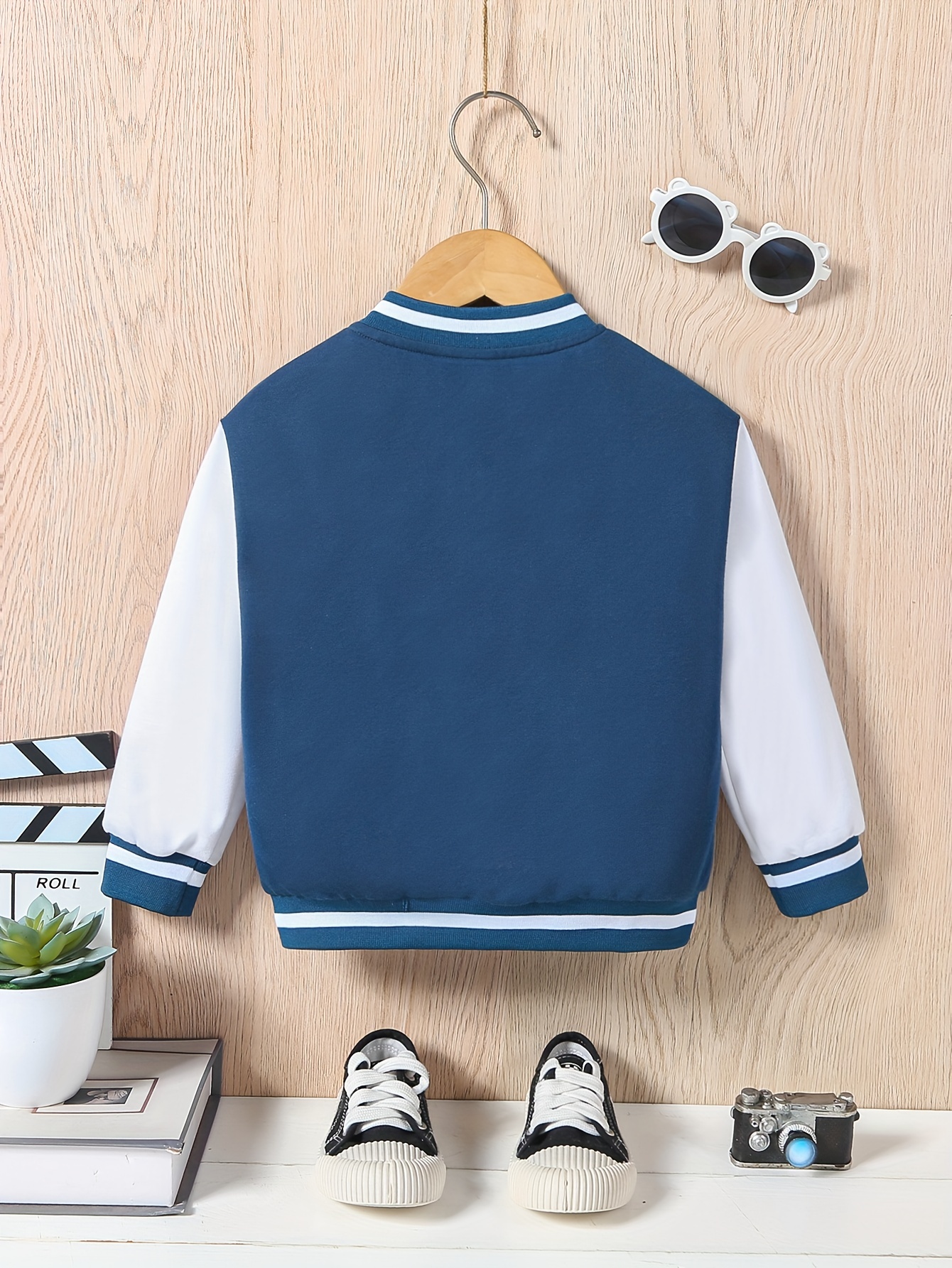 letter k print varsity jacket for kids casual bomber jacket button front long sleeve coat boys clothes for spring fall outdoor details 1