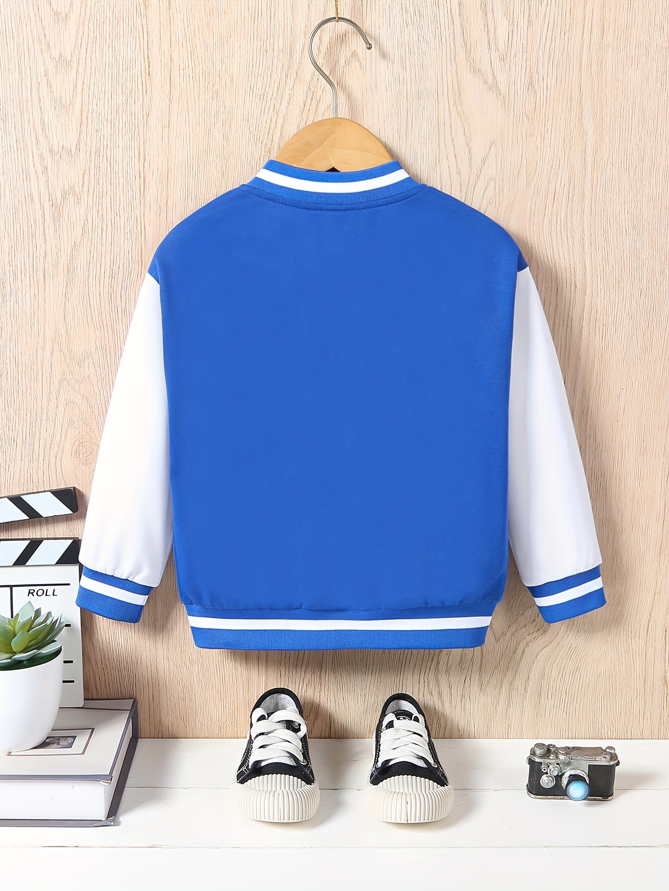 letter k print varsity jacket for kids casual bomber jacket button front long sleeve coat boys clothes for spring fall outdoor details 6