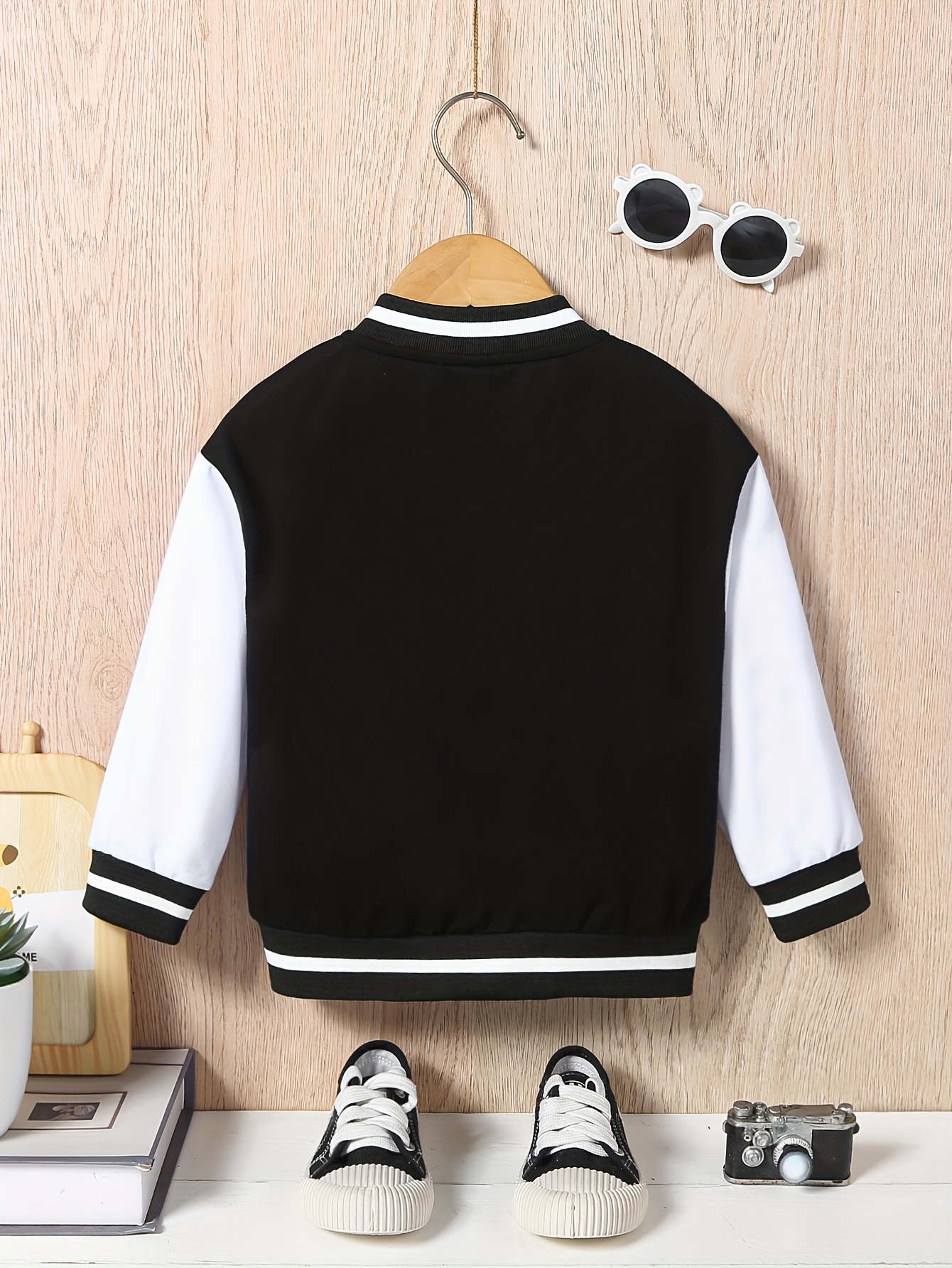 letter k print varsity jacket for kids casual bomber jacket button front long sleeve coat boys clothes for spring fall outdoor details 10